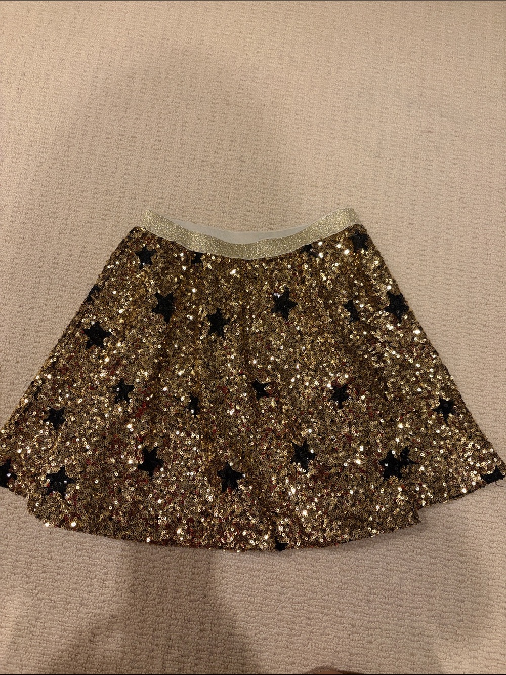 Crewcuts Gold Sequin Skirt with Black Star Details